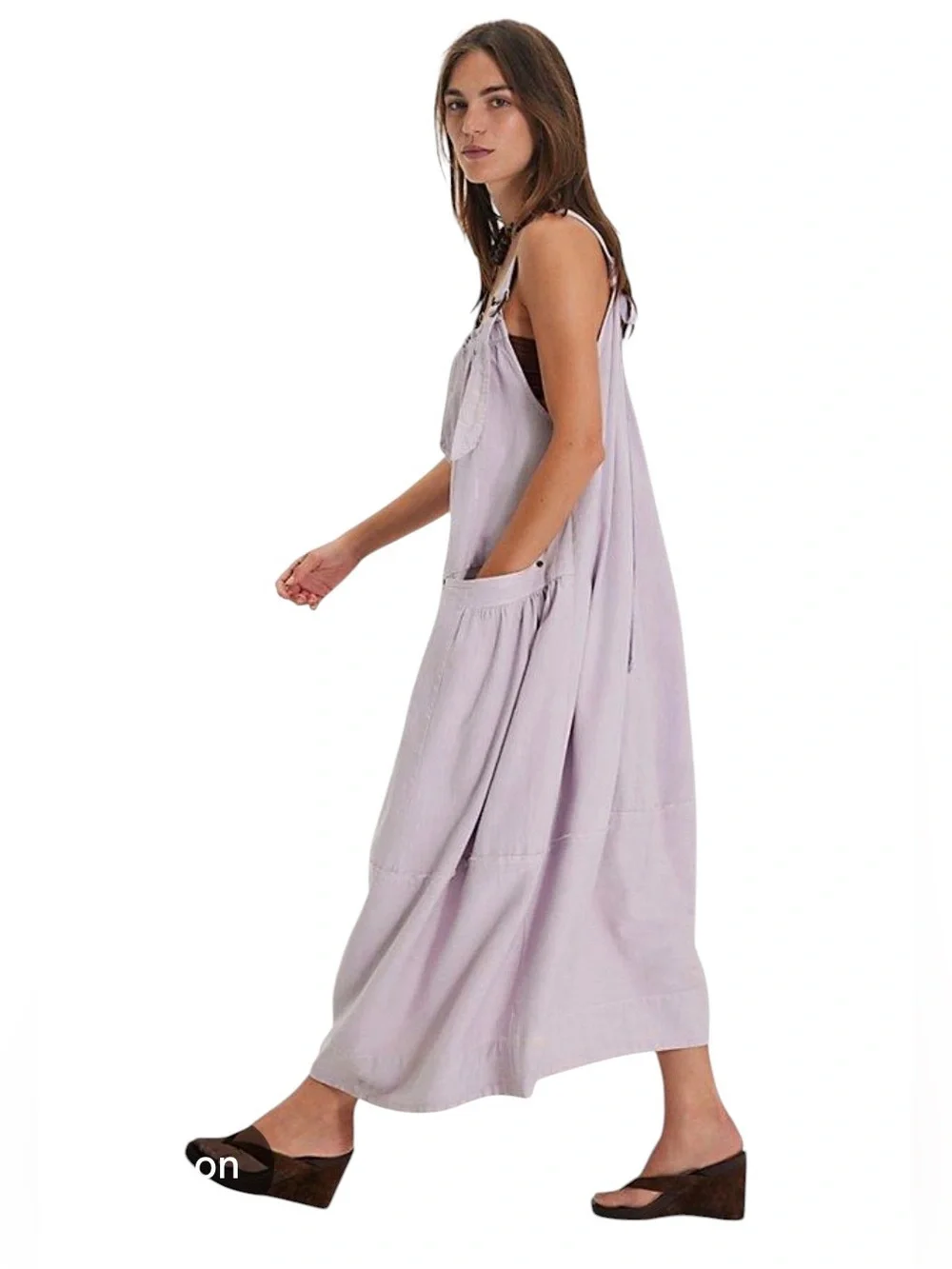 Free People Machu Barrel A-Line Midi Dress Womens Medium Orchid Hush MSRP $168